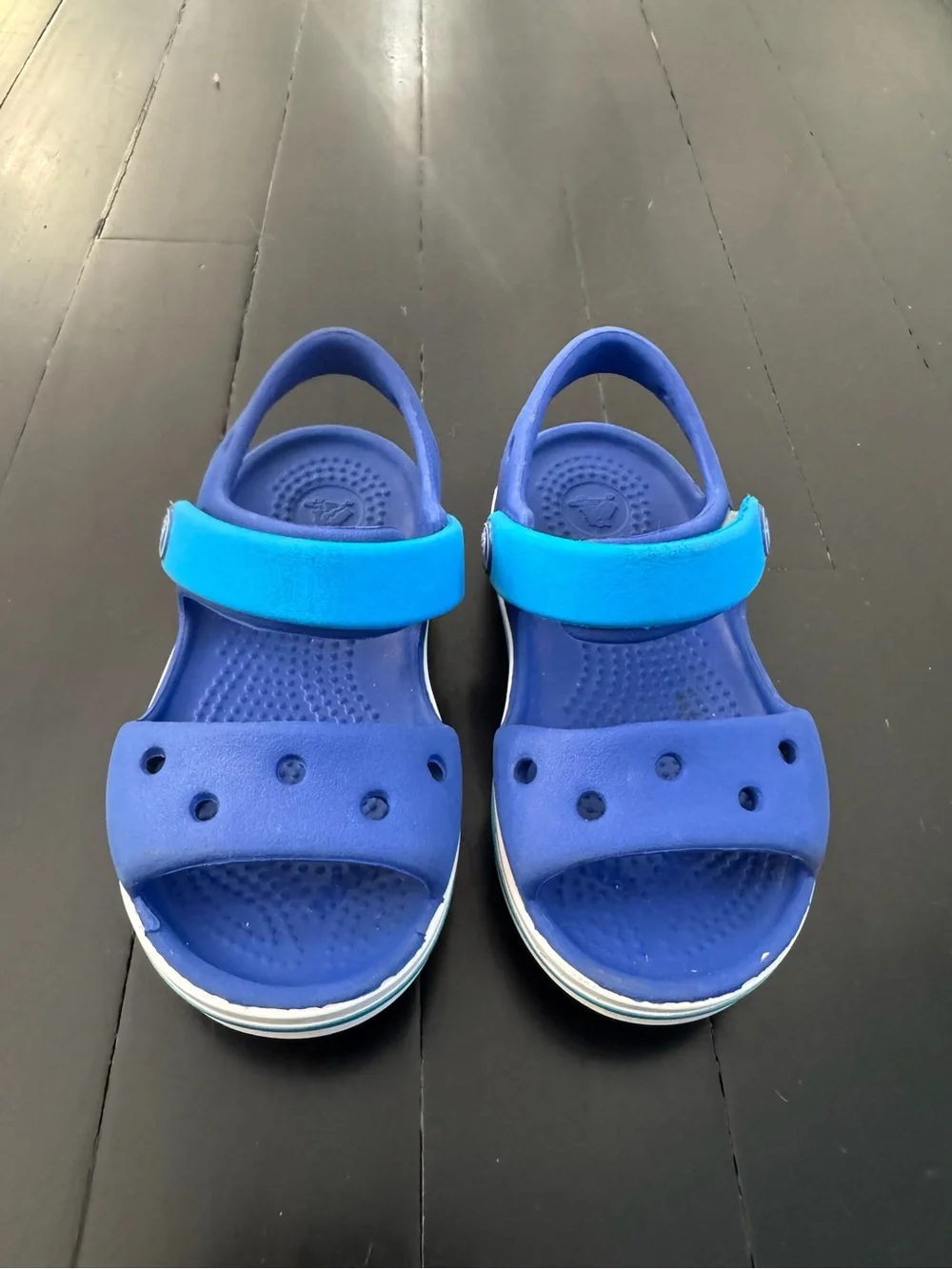 CROCS Kids Blue Clog Sandals with Aqua Strap